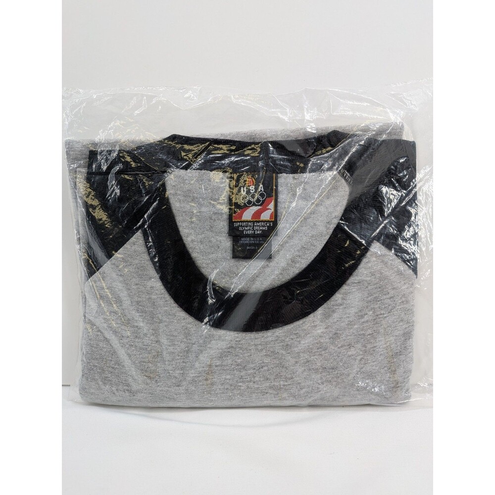 Vintage Made in USA Olympic Raglan T-Shirt XL Grey Black Official Licensed NWT